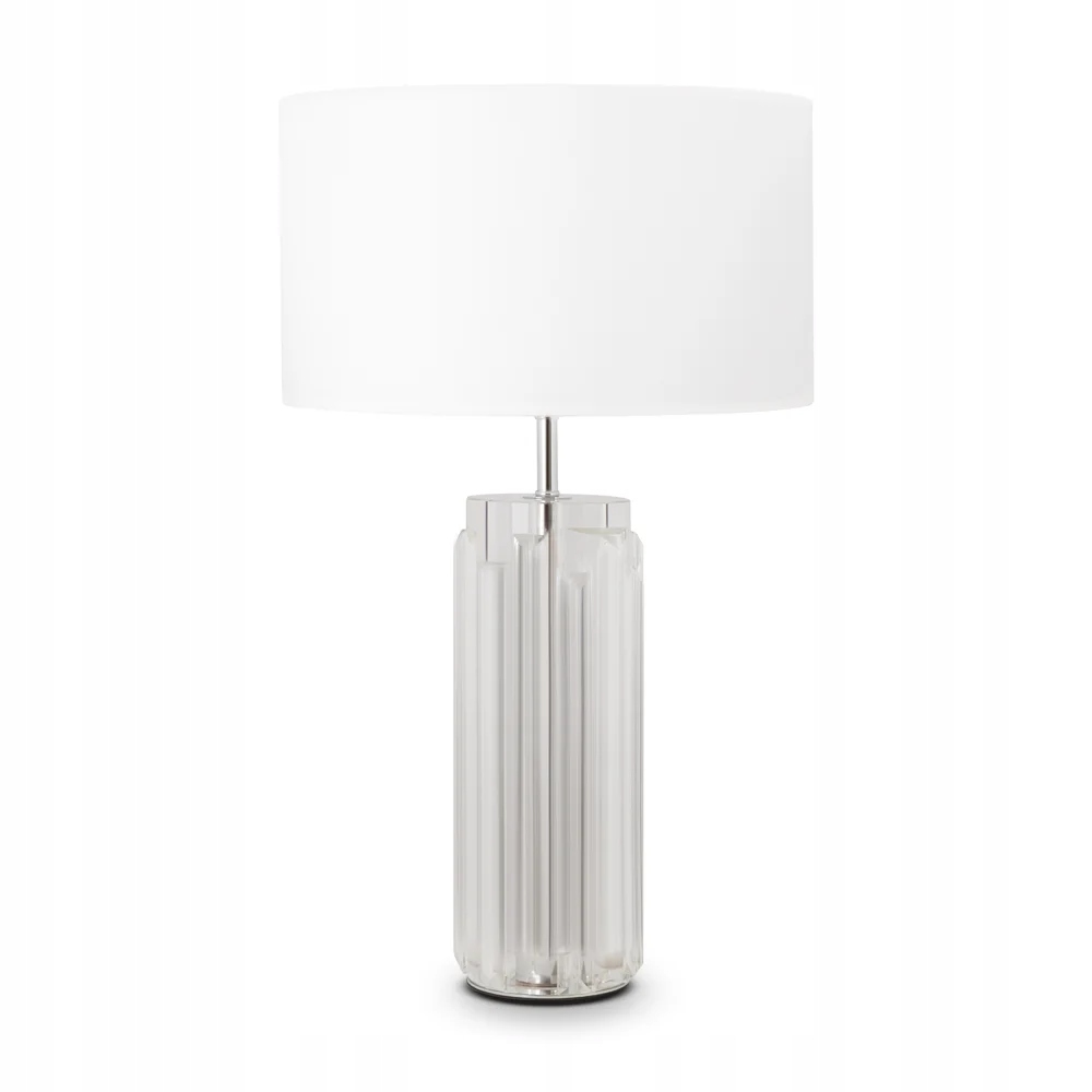 Stolová lampa z vyrezávaného skla s bielym tienidlom 52 cm do spálne Maytoni