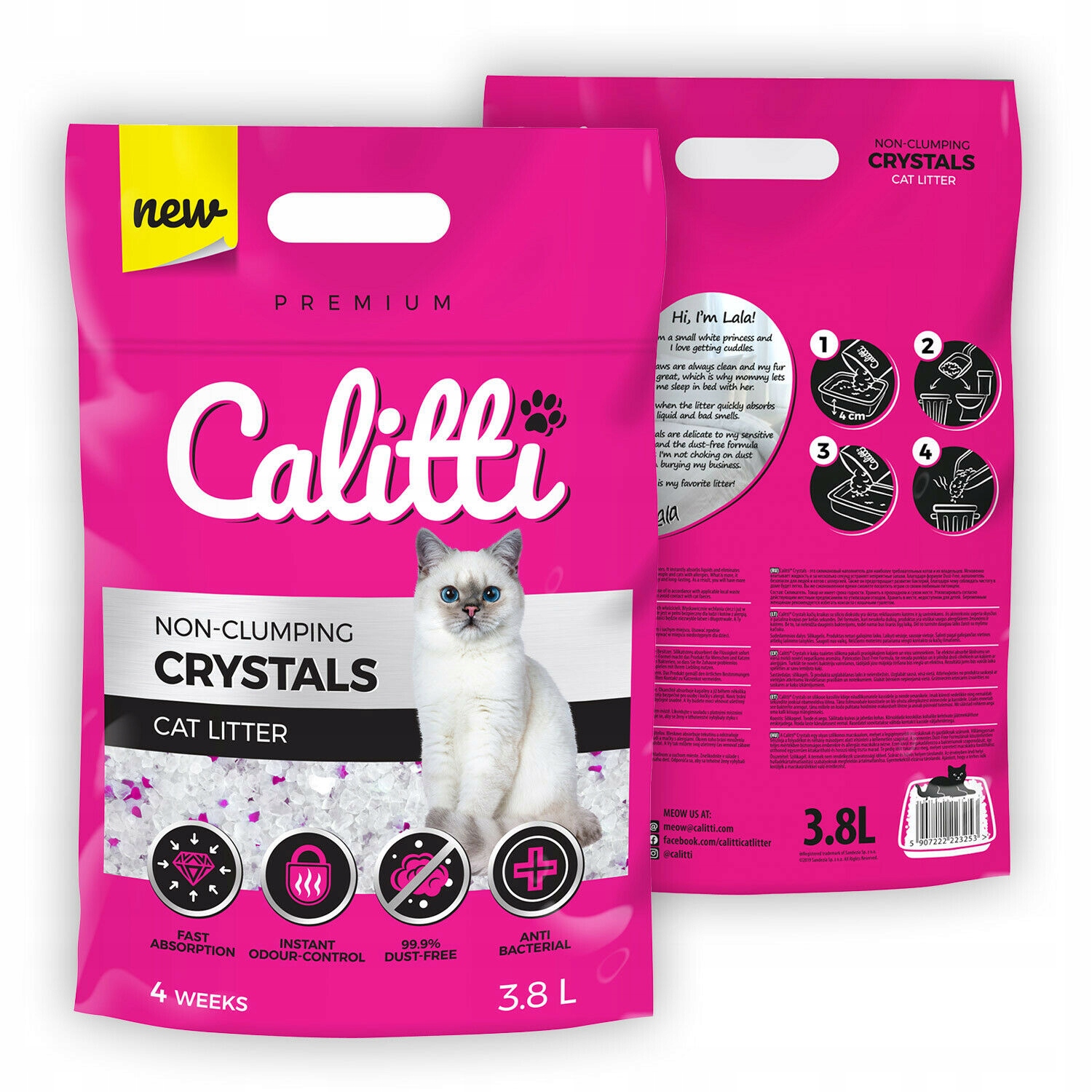Calitti силиконовый наполнитель для кошачьих туалетов Crystals 3, 8Lx8 = 30,4 L EAN (GTIN) 5908269901593