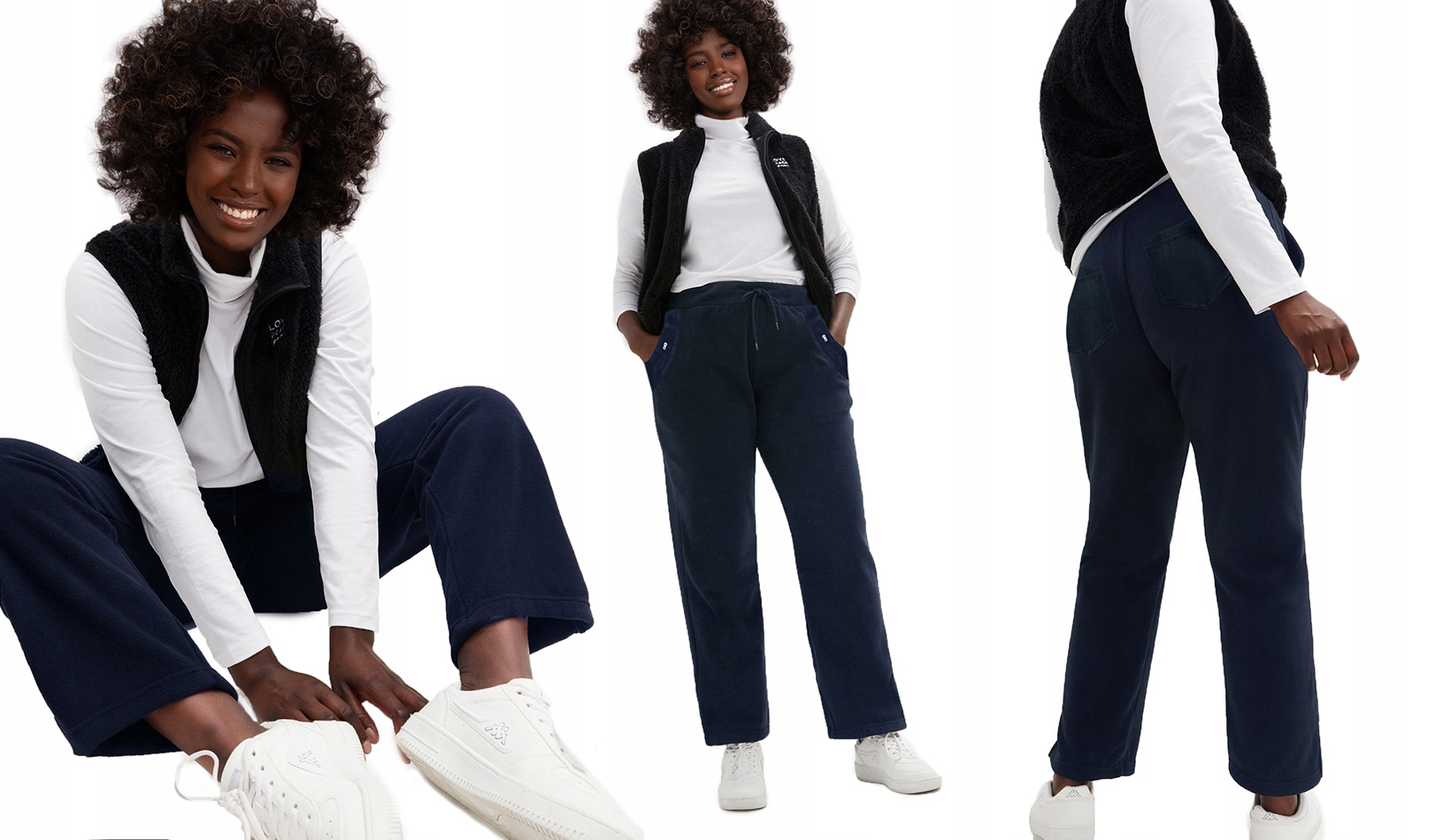 POLAROWE SPODNIE DAMSKIE CIEPŁE z kieszonkami SUPER JAKOŚĆ 5610 granat 4XL