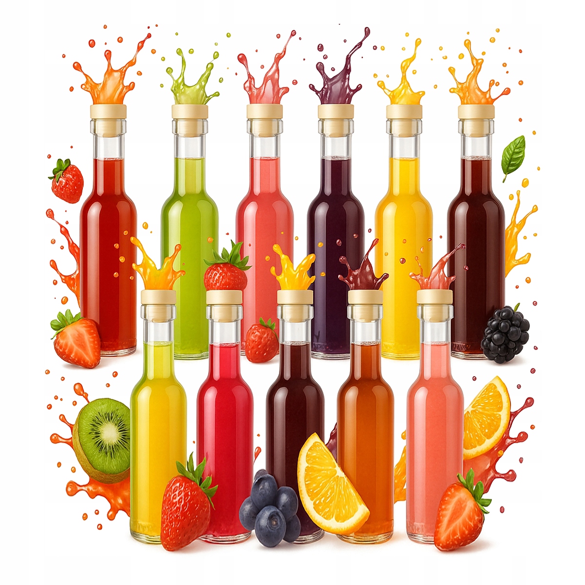 50 x Sada sklenených fliaš Futura 250 ml zátka na tinktúry vína, likér, džús