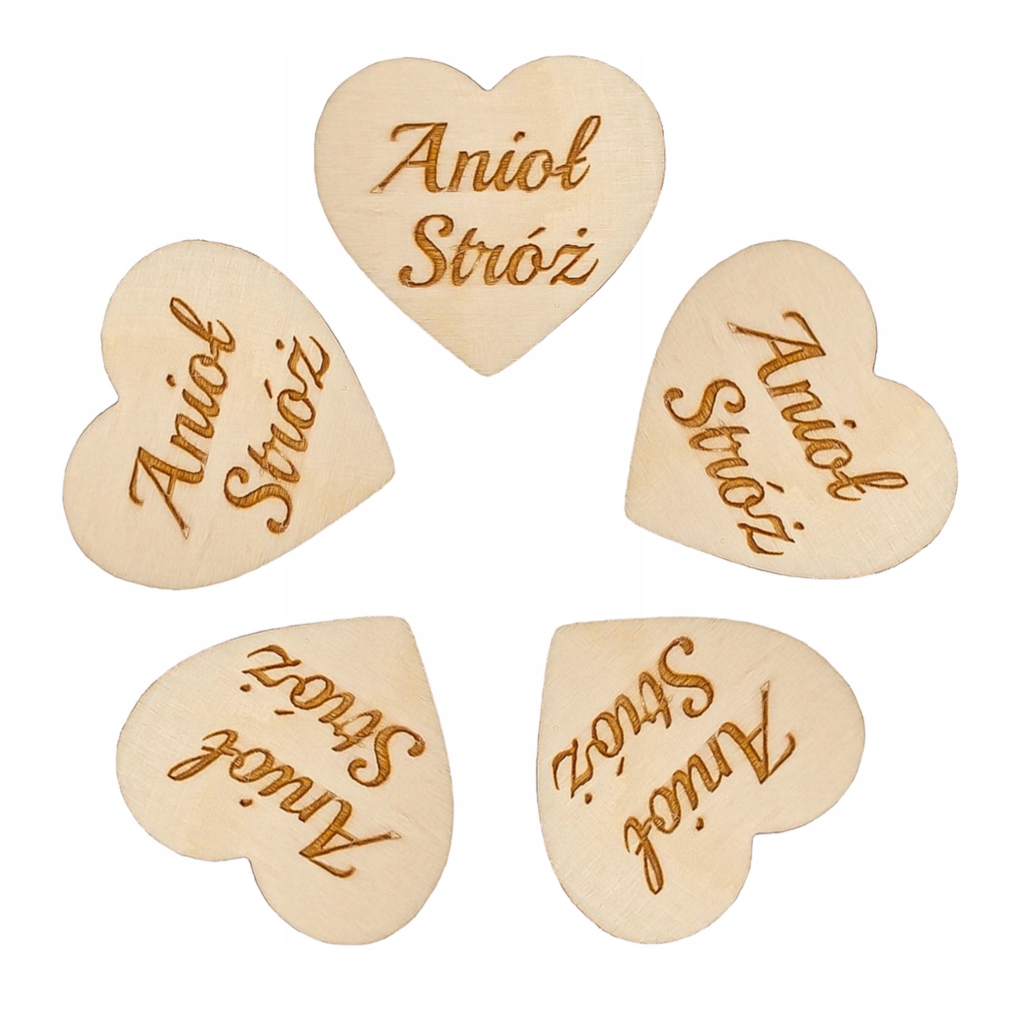 Drewniane serduszko Anioł Stróż 5 szt Baza do makramy Aniołek