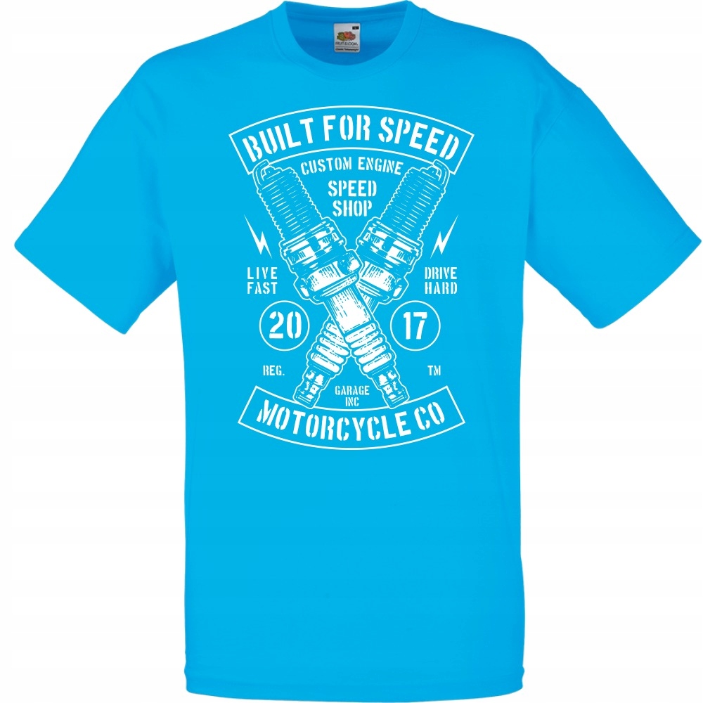 

Koszulka speed silnik motocykl motor XXL lazurowa