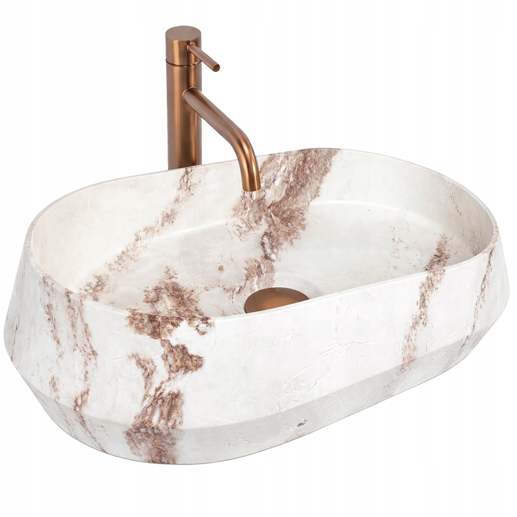 Umyvadlo Na Desku Asymetrické Rea Zoe Travo Béžová Ecru Imitace Kamene