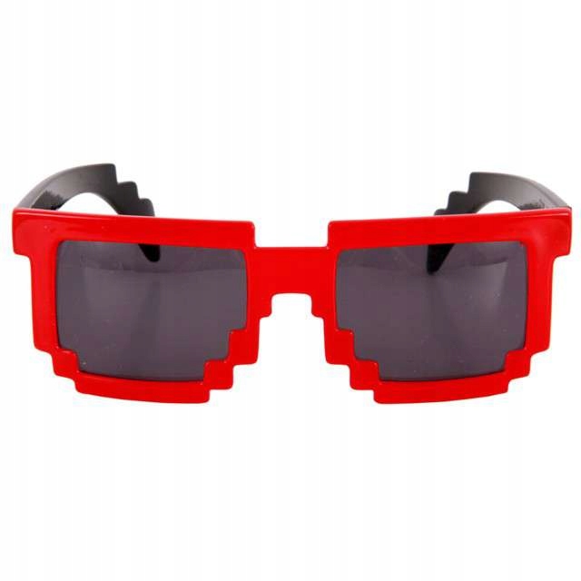 

Pikselowe okulary 8 bit pixel czerwone Retro