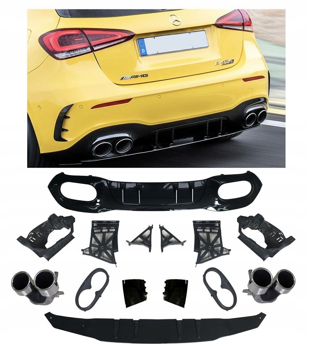 Difuzér Nárazníku Koncovky Výfuku Chrom Mercedes A-klasa W177 A45 Amg