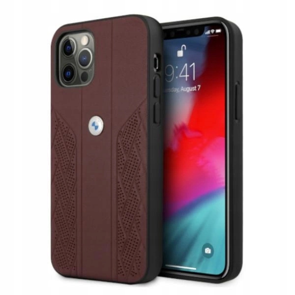Pouzdro Bmw Leather Curve Perforate pro iPhone 12 iPhone 12 Pro červené