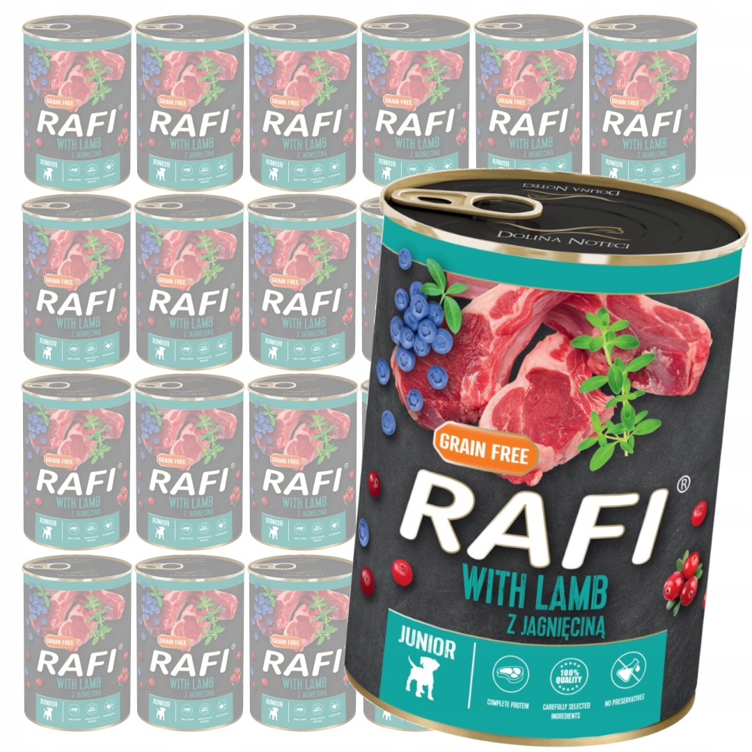 Levně Rafi 24x400 g Bezobilné Vlhké Krmivo pro štěňata s jehněčím masem
