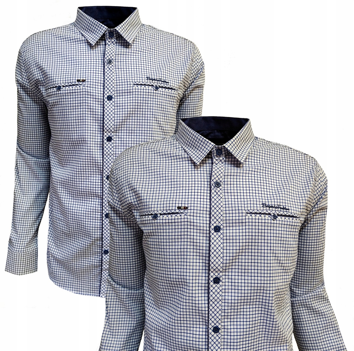 Pánská sportovní košile s jemným kostkovaným vzorem White Bagarda L