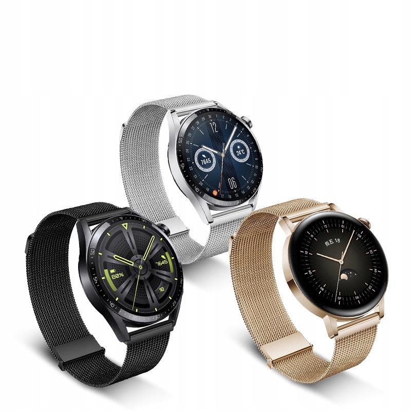PASEK BRANSOLETA DO HUAWEI WATCH GT2 42mm GT3 42mm ELEGANT KOLORY NA MAGNES Materiał stal