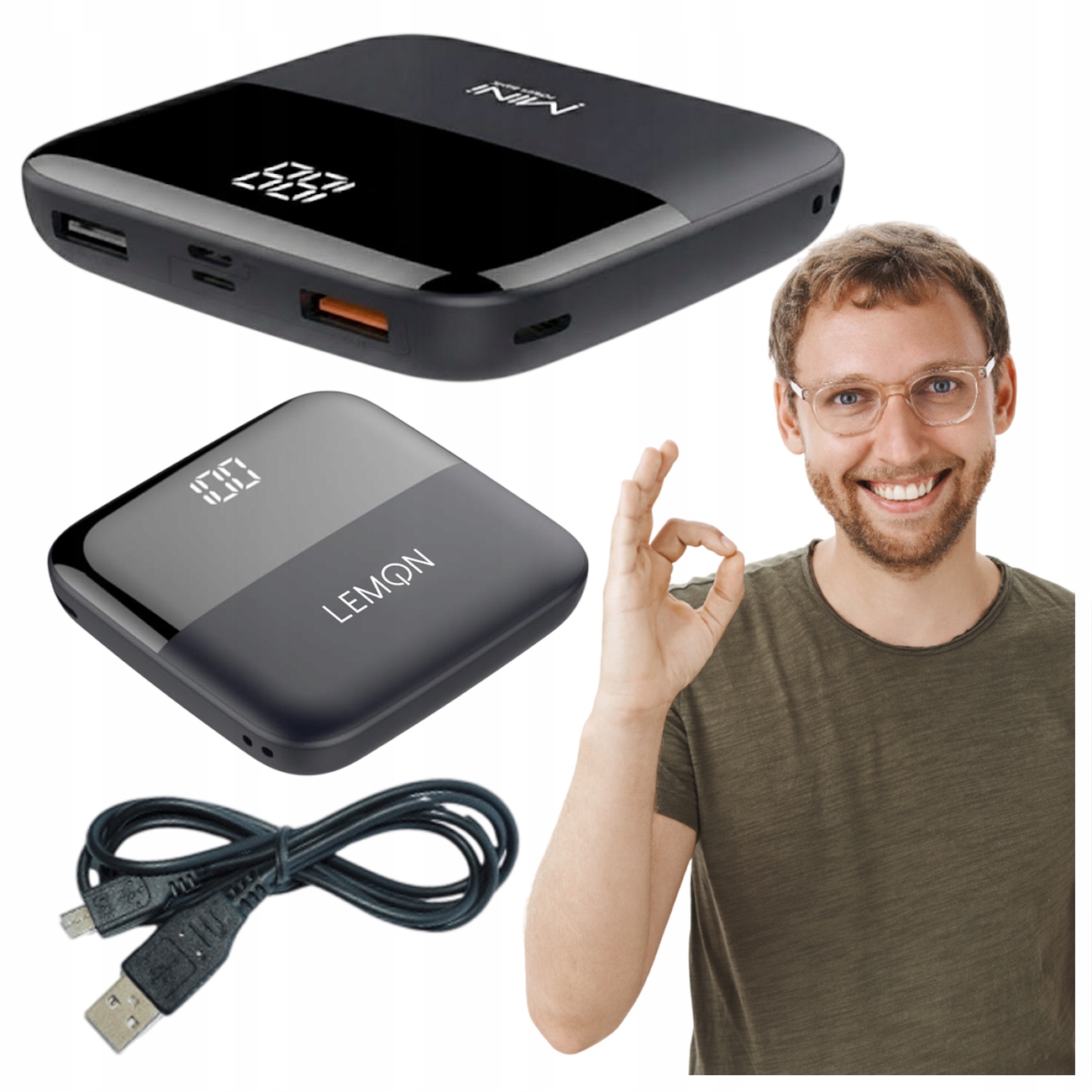 Mini Power Bank Lemon Lekki Kieszonkowy Usb-c Pd Szybkie Ładowanie