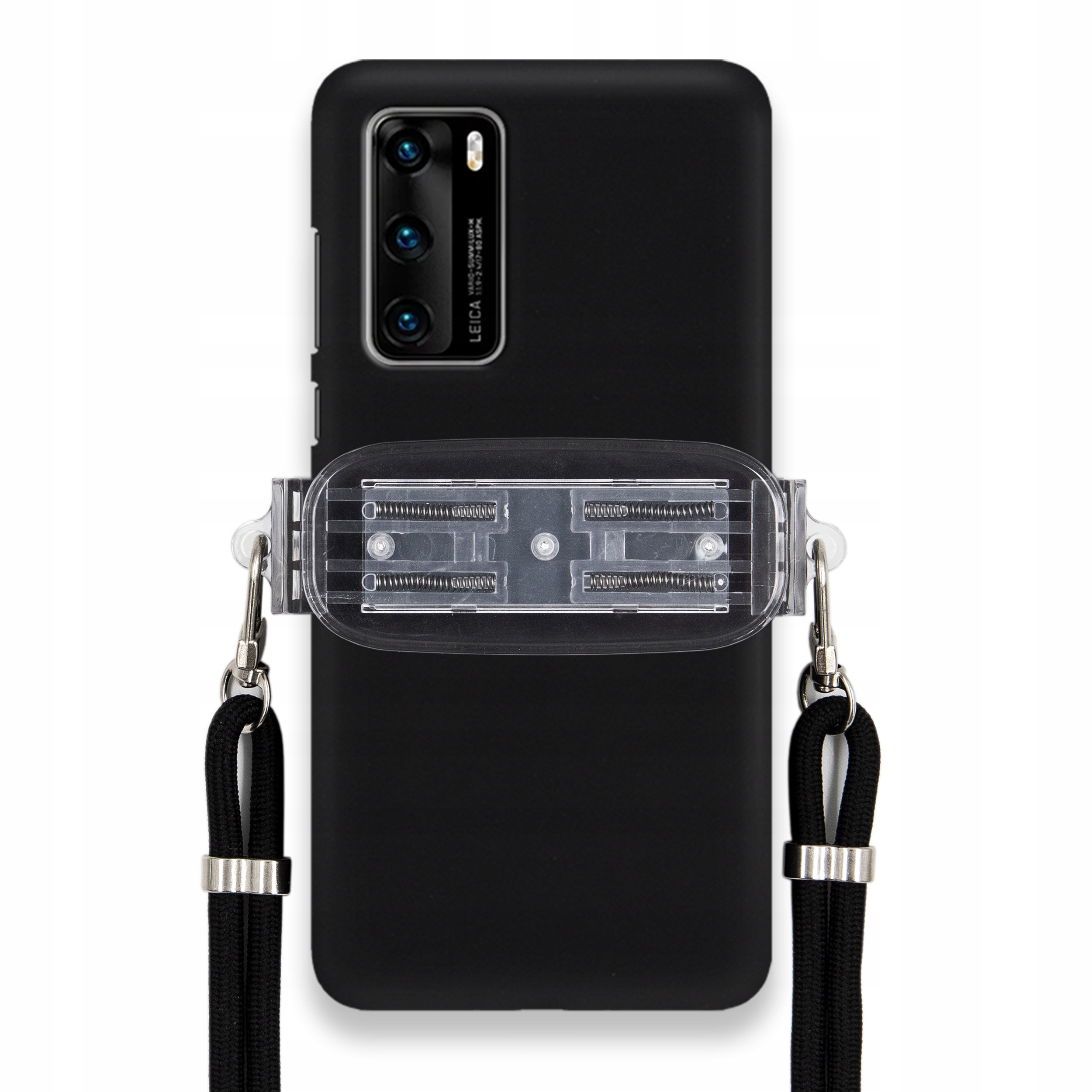 Puzdro Na Huawei P40 5G Smooth Case Ochrana Univerzálny Držiak Čierna Šnúrka