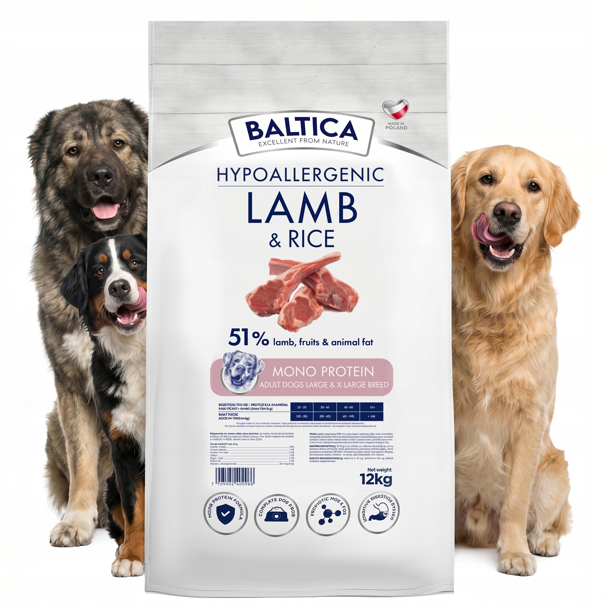 Baltica Adult Lamb & Rice Jagnięcina Z Ryżem L/XL 12kg Srednie I Duze Rasy