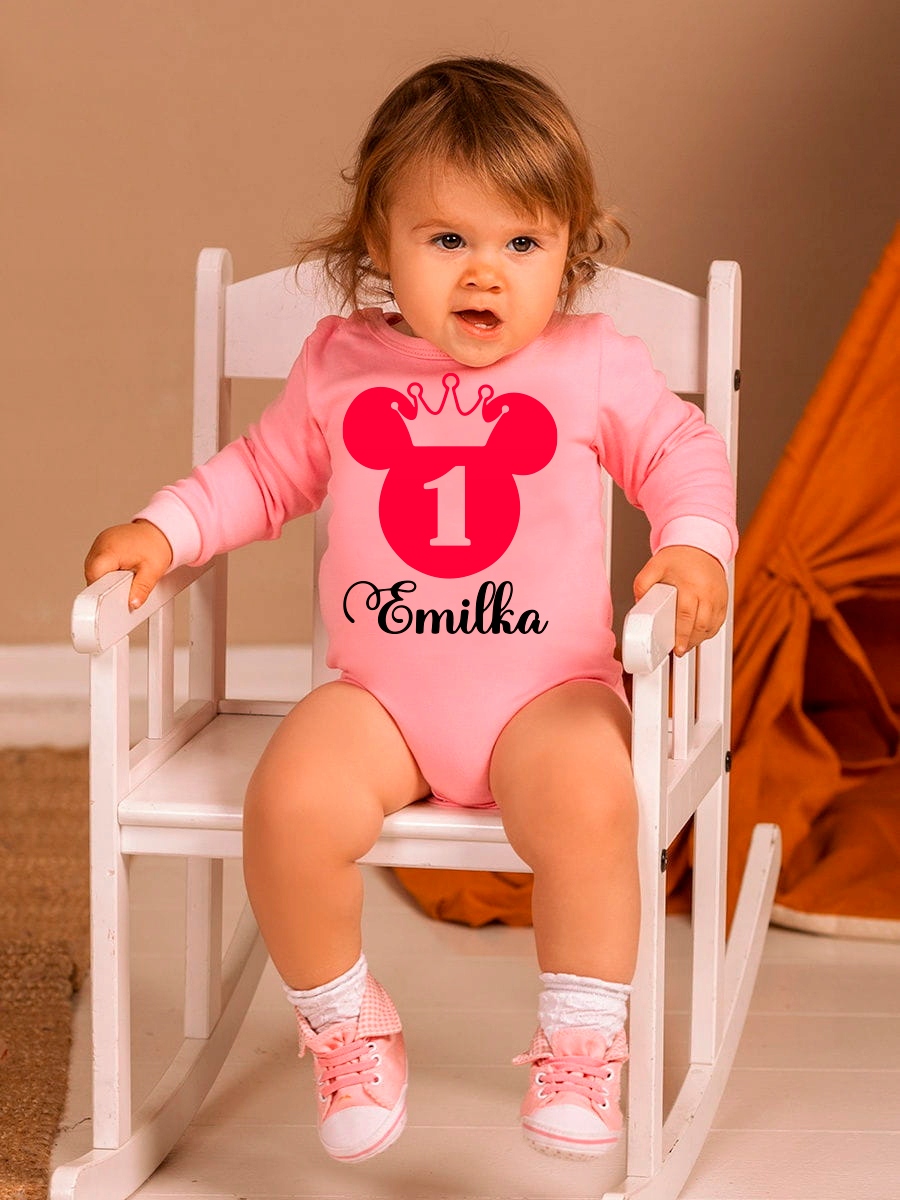 Body dł rękaw 1 URODZINY MYSZKA NEON IMIĘ r.86 Marka Axima