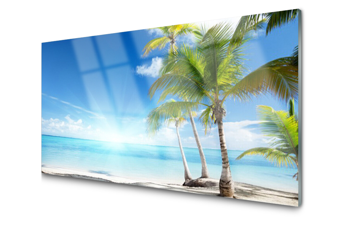 

Panel szklany dekor Palma Drzewo Morze 120x60