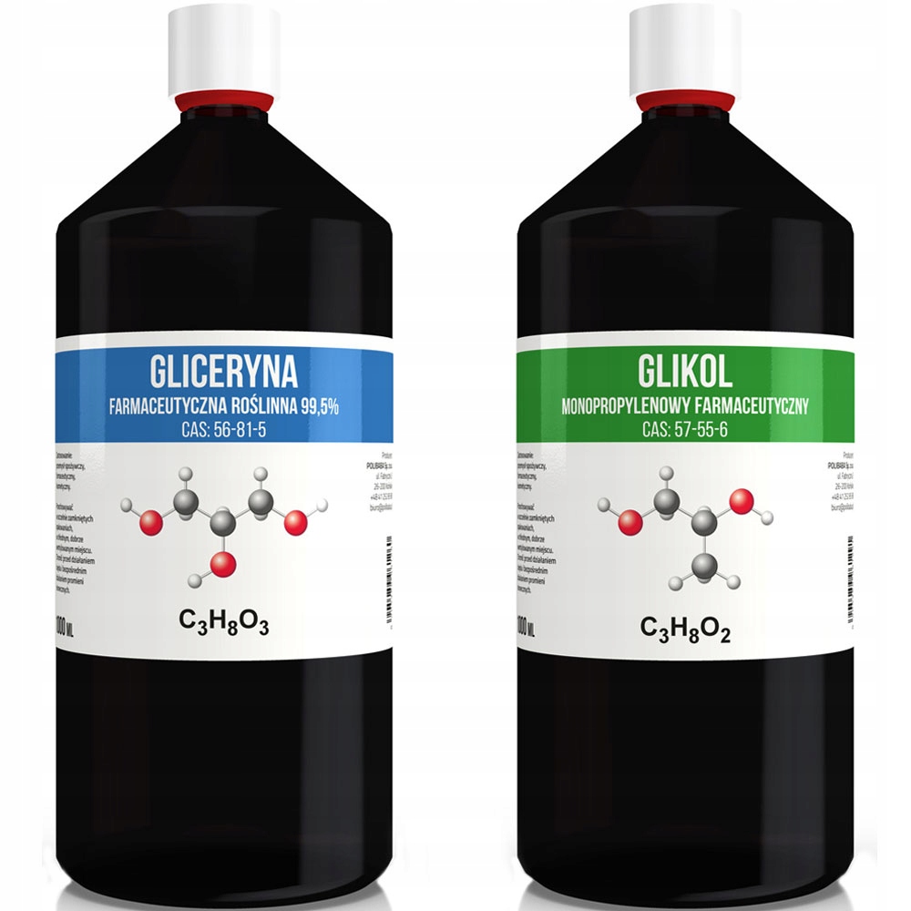 ZESTAW GLICERYNA ROŚLINNA 99,5% + GLIKOL PROPYLENOWY 99,9% 2000ml 2L
