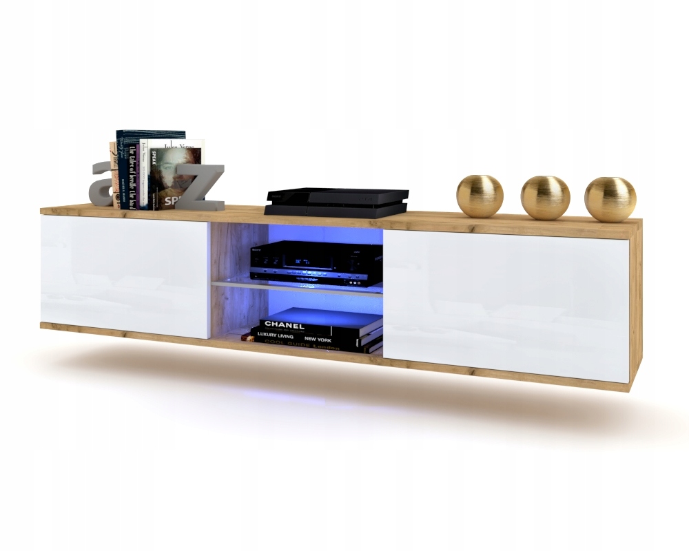 Závěsná Rtv skříňka Vysoký lesk Bílá Craft 140