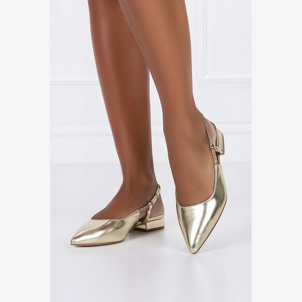 BALERINY DAMSKIE Z OZDOBNYMI CYRKONIAMI ODKRYTA PIĘTA SZPIC MODNE NEW r 38 Rozmiar 38