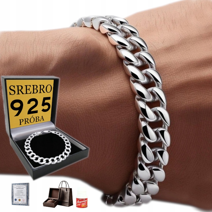 Stříbrný náramek pro muže Pancíř 8 mm Diamantované Stříbro 925 Plný Dárek