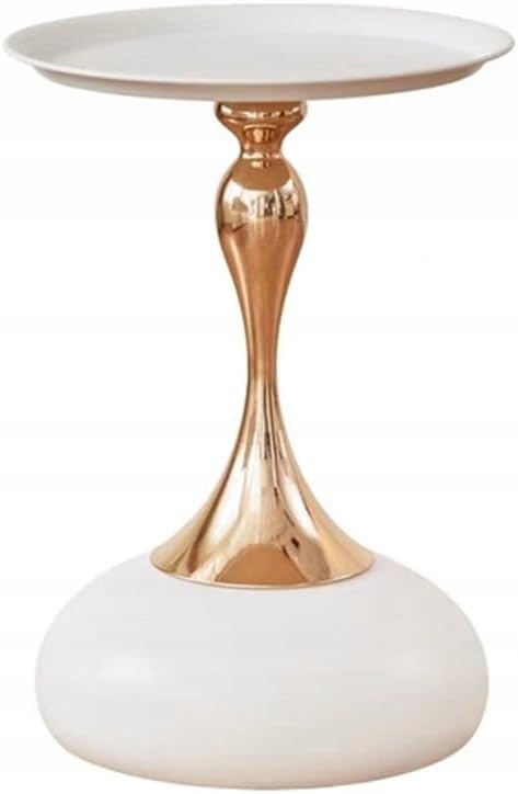 Moderný bočný konferenčný stolík v elegantnom štýle, okrúhly, ecru zlatý