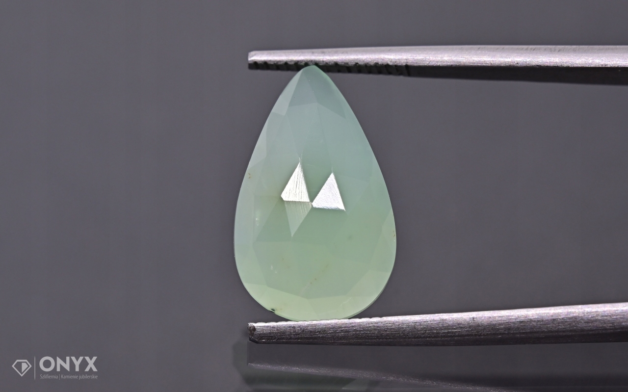 Chrysopraz fasetovaná rozeta slza 15,5x10 mm