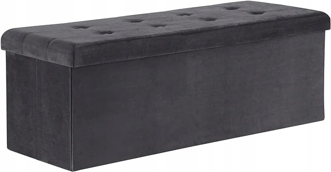 Lavica s úložným priestorom 110 cm Taburetka Skriňa Sedadlo Šedá Zamat
