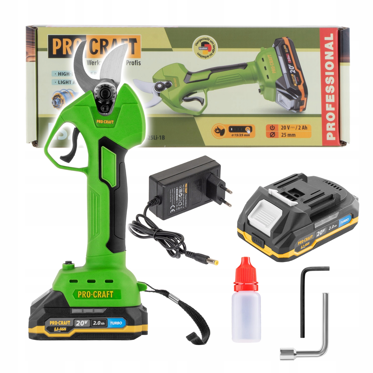 Procraft ES25LI Sekator Akumulatorowy 20V 25MM 2AH