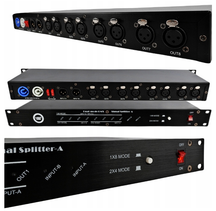 LIGHT4ME Xsplit 2x4 rozdělovač signálu DMX splitter 8-kanálový rack 19" 1U