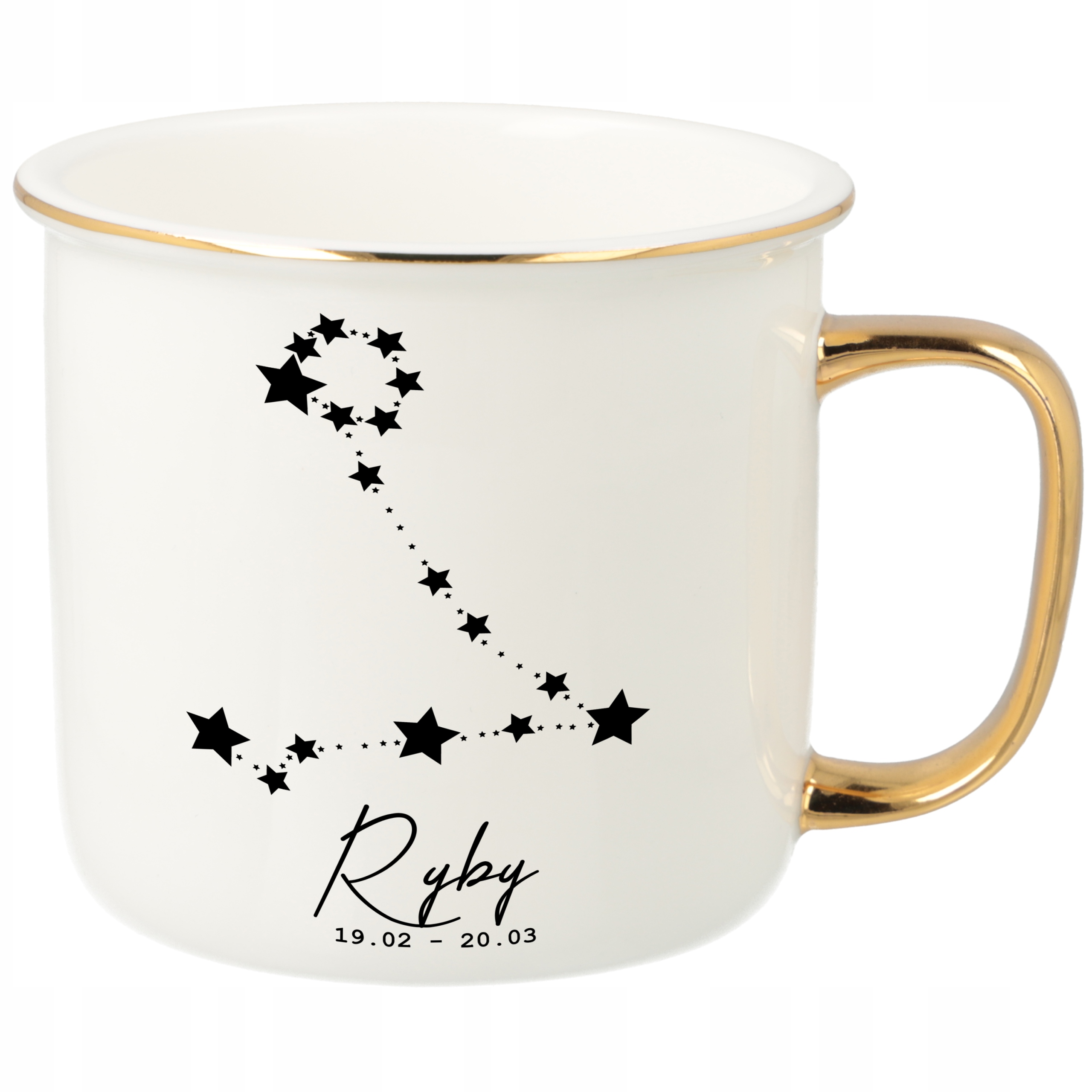 Hrnek Ucho Forma Zlatý Porcelánový Retro Dárek Pro Fanoušky Zodiaků Panna Vzory