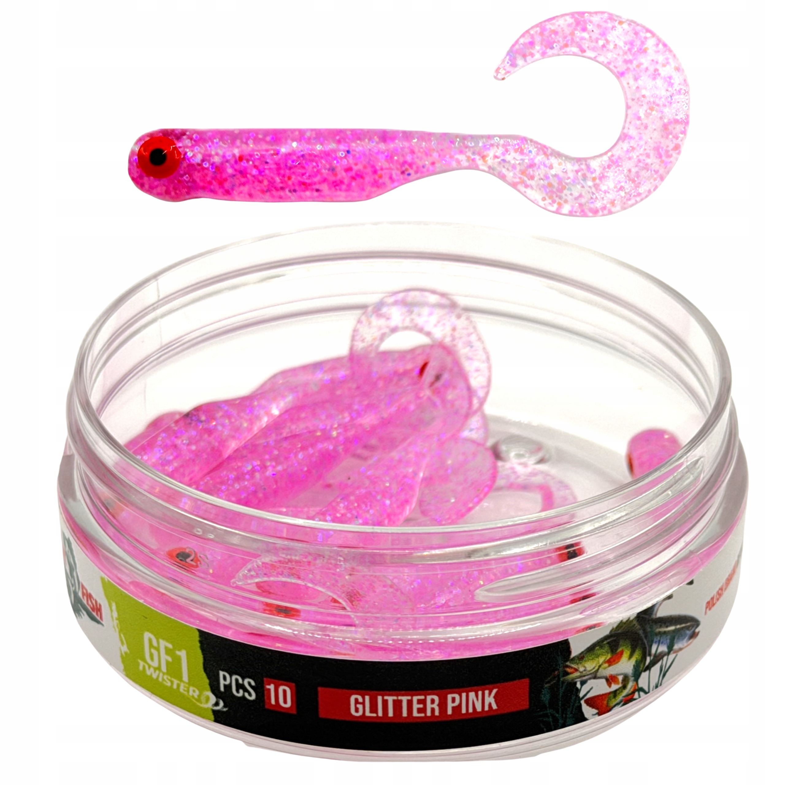 Zestaw przynęt na okonie pstrągi różowe Great Fish GF1 Twister 49 mm Pink