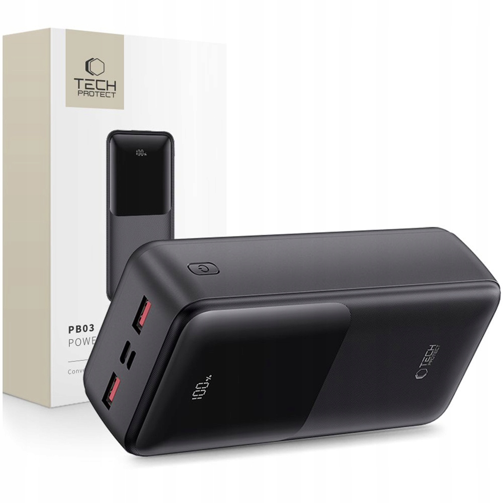 Powerbanka s displejem Tech-Protect 30000 mAh Usb Usb-c Micro Usb kabel