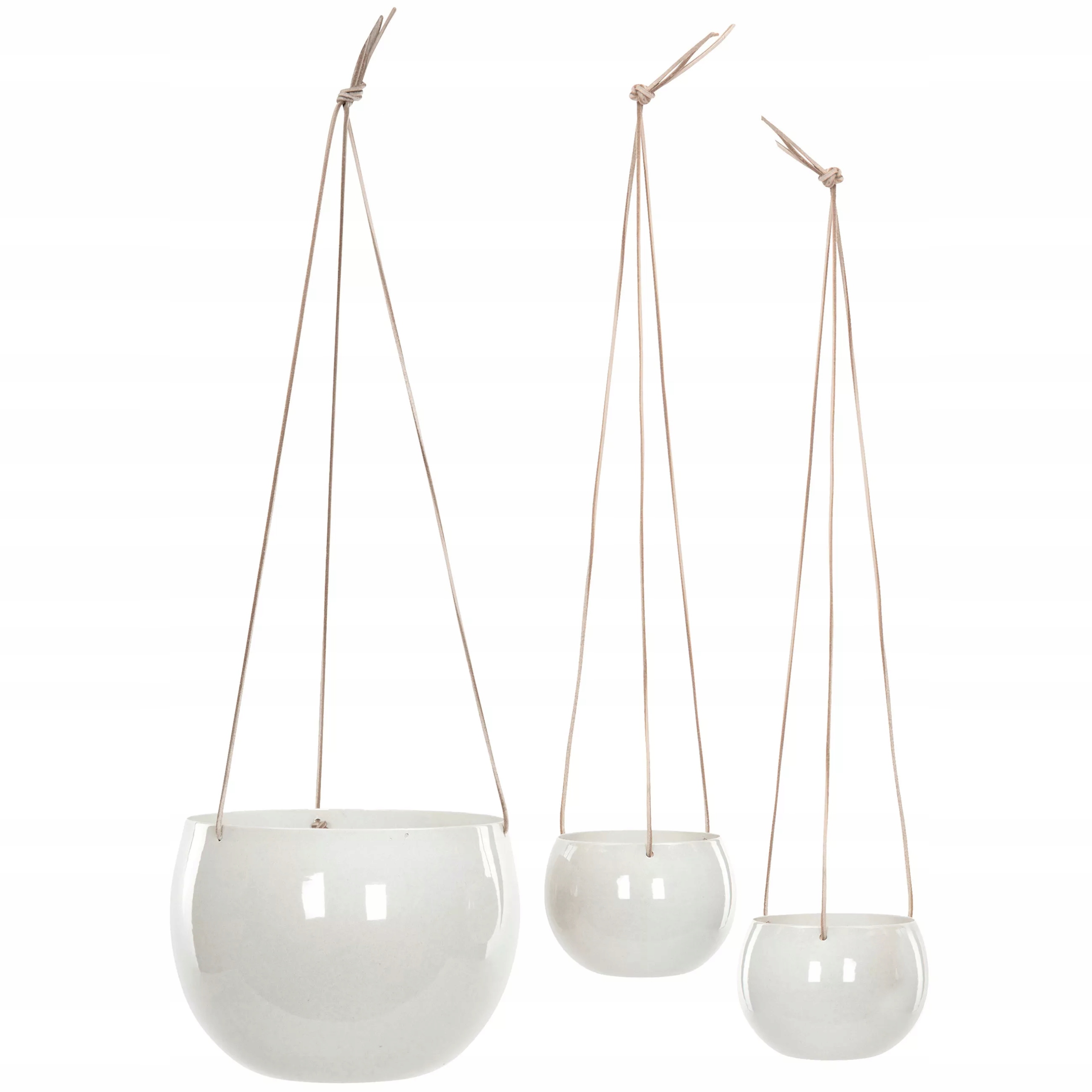 Závěsný Květináč Kovový Bílý na balkon terasu do domu stropní 3 ks