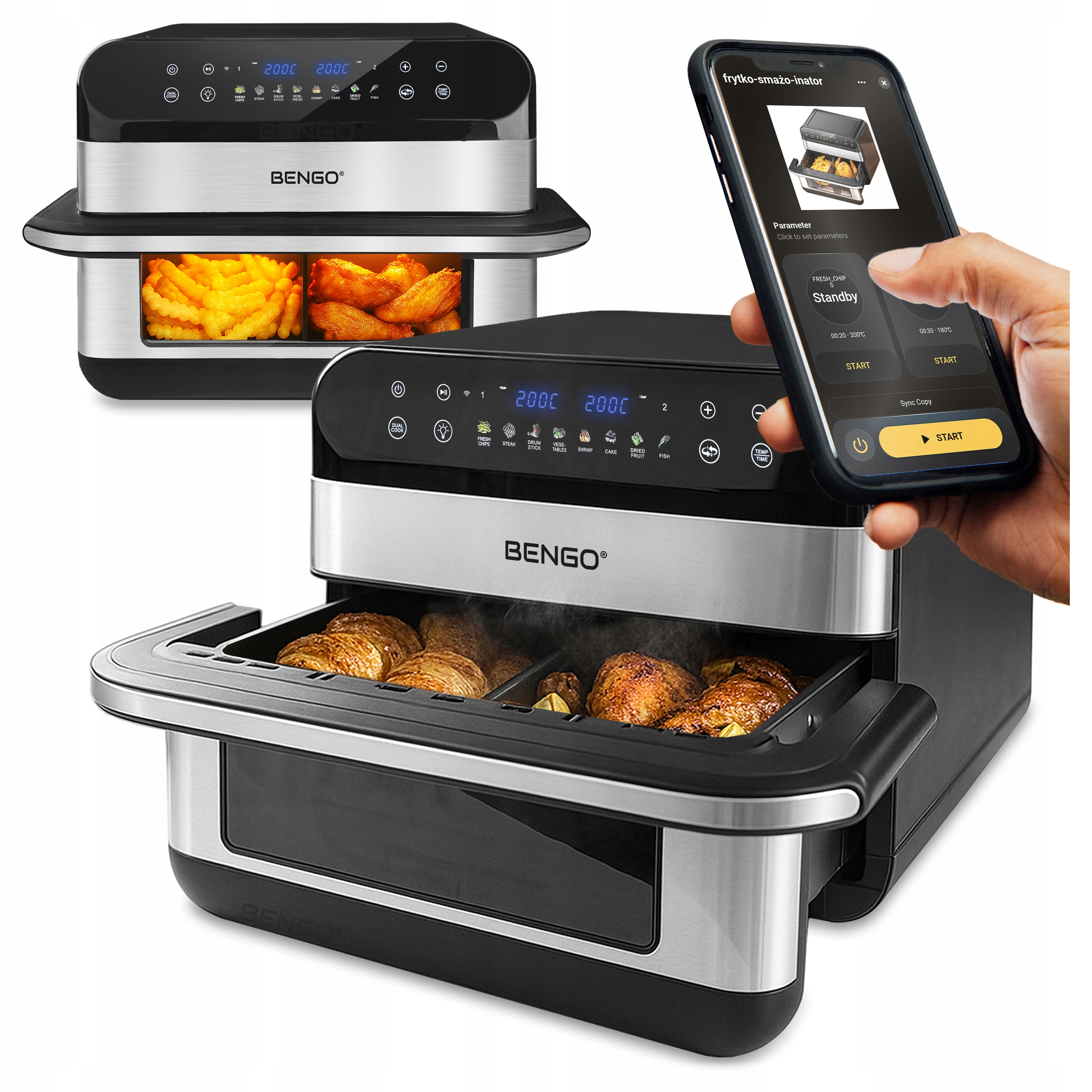 Frytkownica Beztłuszczowa Rodzinna Dual AirFryer 10L 2800W WiFi Tuya Smart