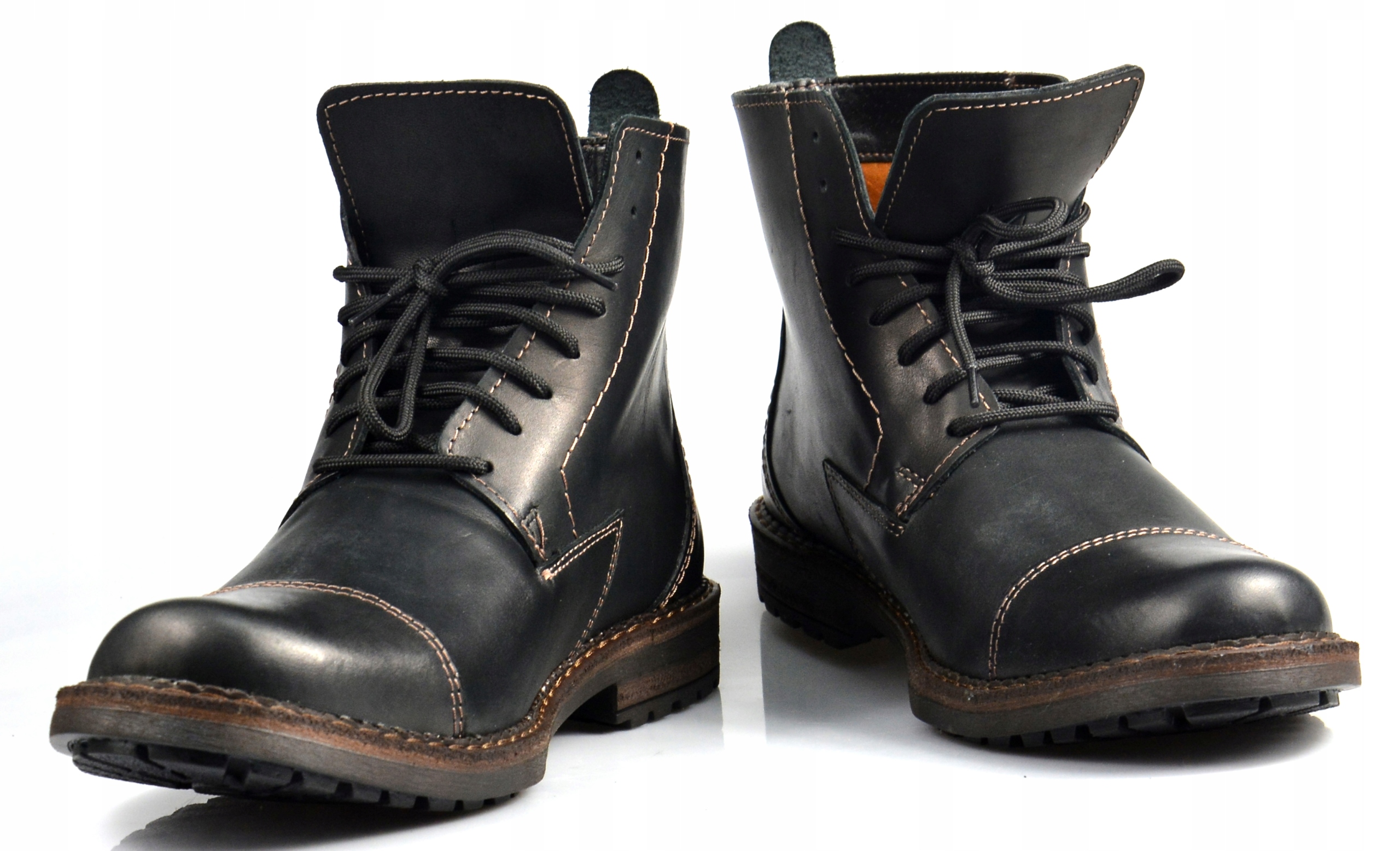 4A czarne botki sztyblety POLSKIE skóra 41