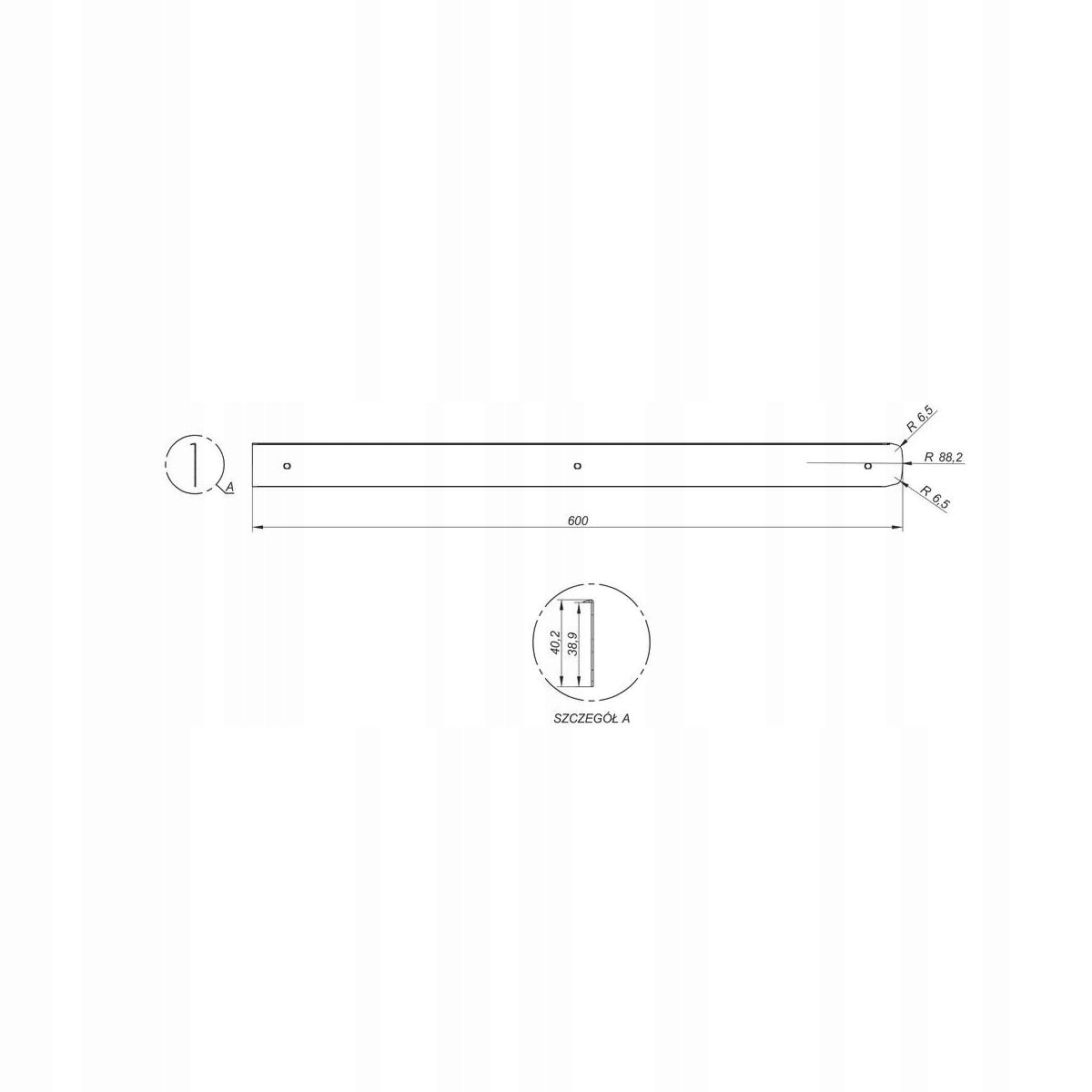 Listwa aluminiowa boczna P R6 Rejs Rodzaj łącznik