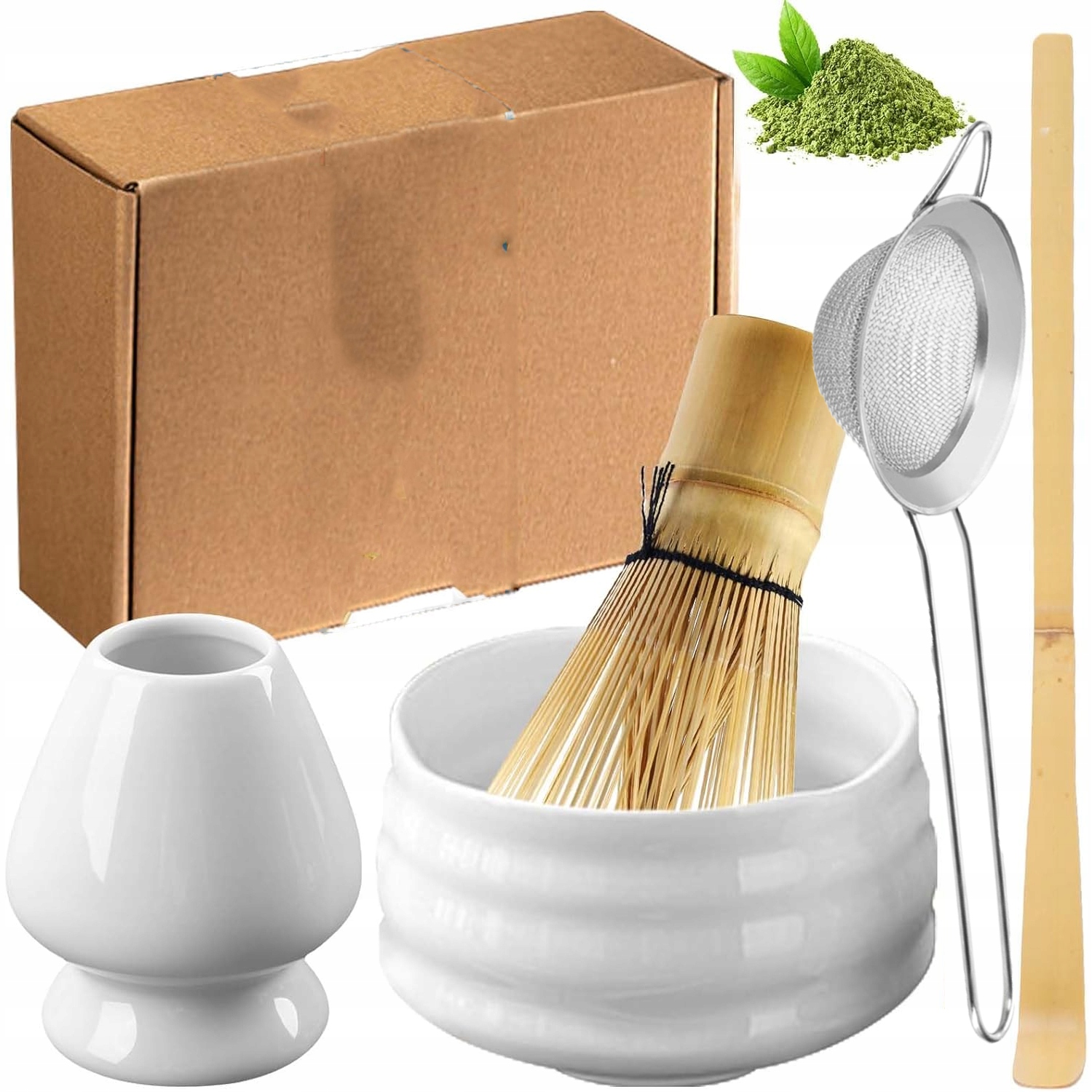 Bambusowa Miotełka Do Matchy 5 Sztuk Miotełka Podstawka Łyżeczka Chashaku