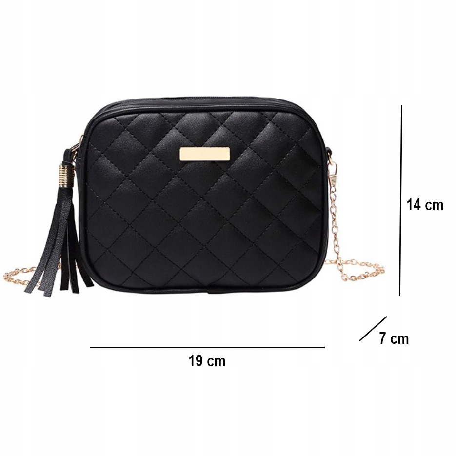 TORBA DAMSKA CZARNA MIEJSKA STYLOWA PIKOWANA MODNA STYLOWA ELEGANCKA Wzór dominujący bez wzoru