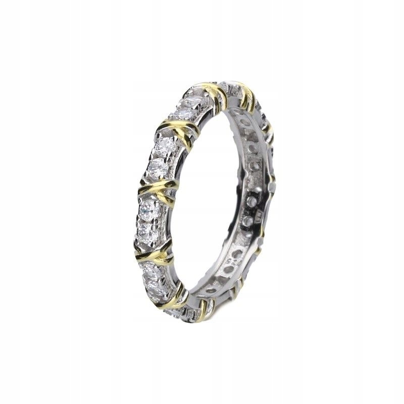 Dámský stříbrný prstýnek 925 se Zirkony a pozlacením jako dárek r18