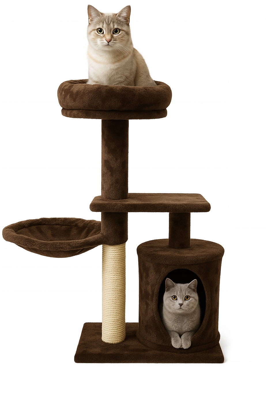 Levně Elmo Škrabadlo pro kočky Domeček 3 úrovně Pevné Stabilní 88 cm Bella