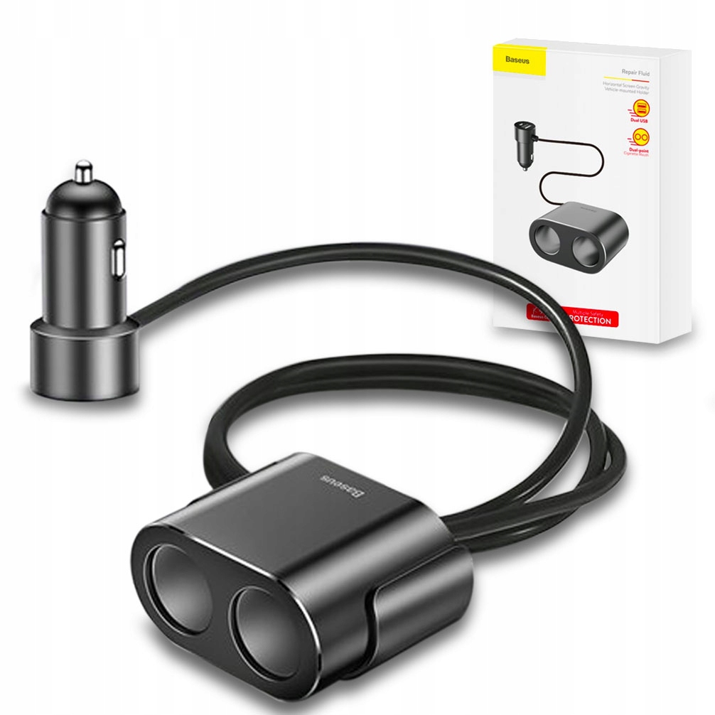 

Baseus Ładowarka Samochodowa 2x USB/2x Zapalniczka