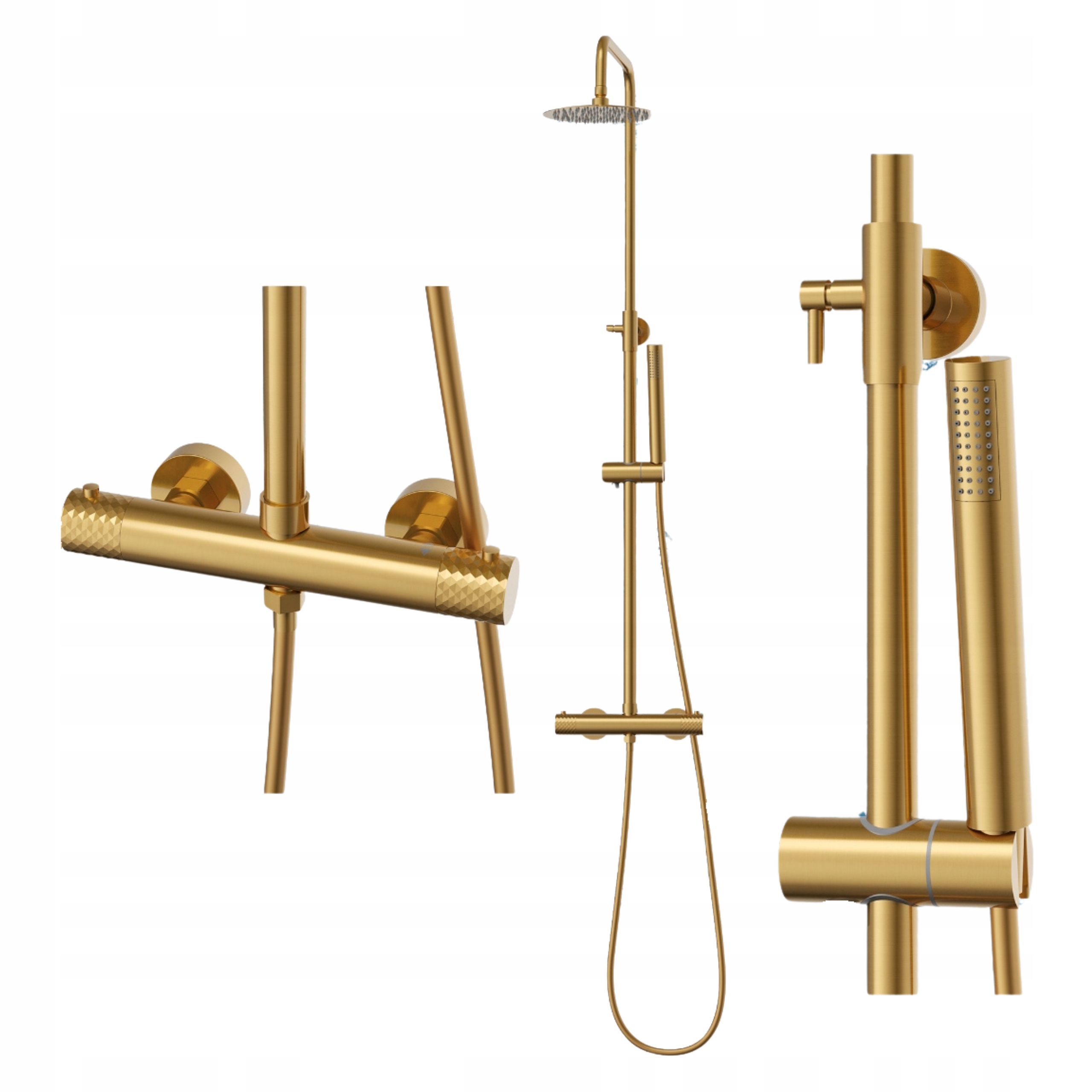 Termostatický sprchový sprchovací set Glami s dažďovou sprchou, zlatý