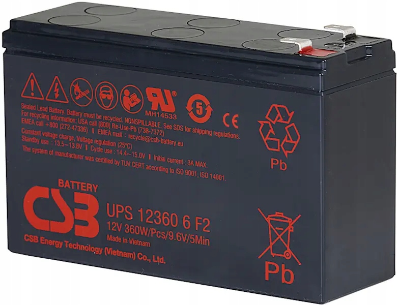 UPS123606F2F1 Akumulator CSB 12V 360W 5min UPS12360 6 F2 F1
