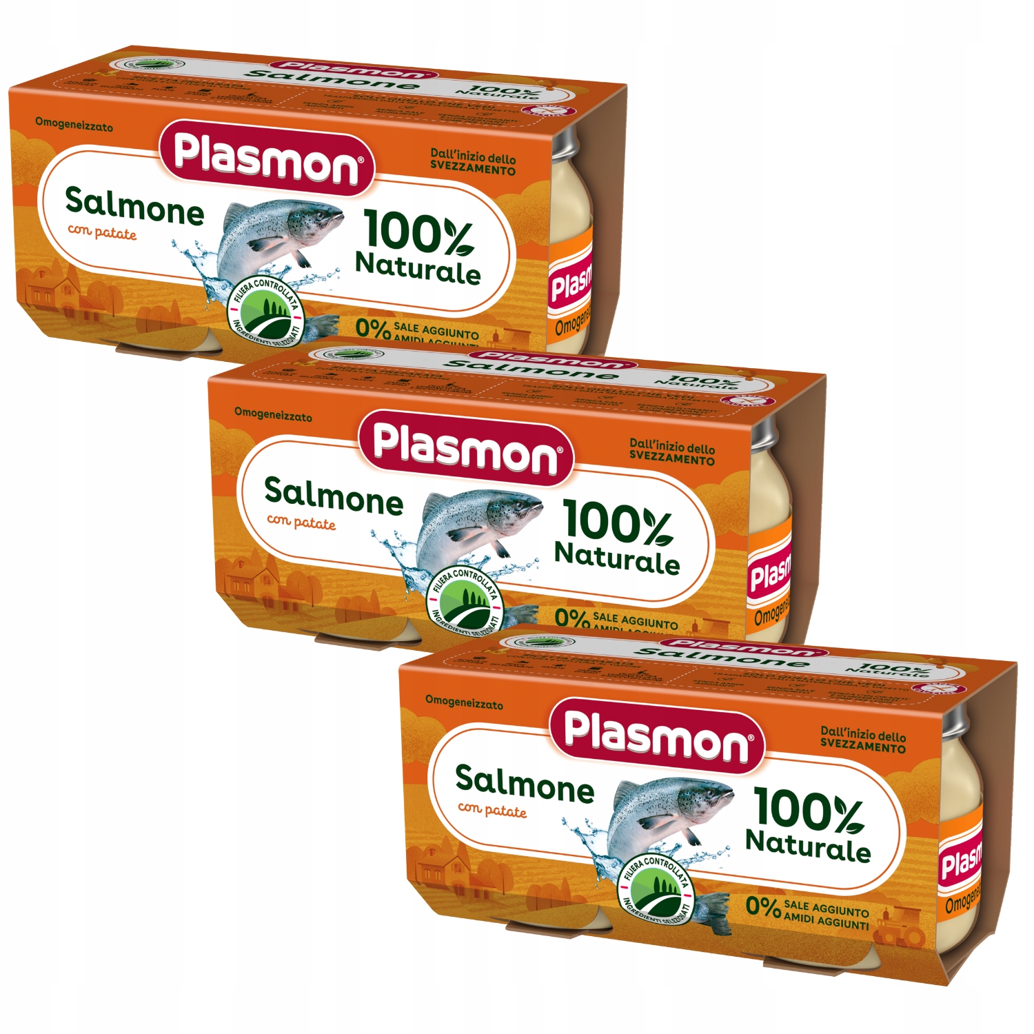 PLASMON Obiadek Łosoś z ziemniakami 2x80g 3 opakow