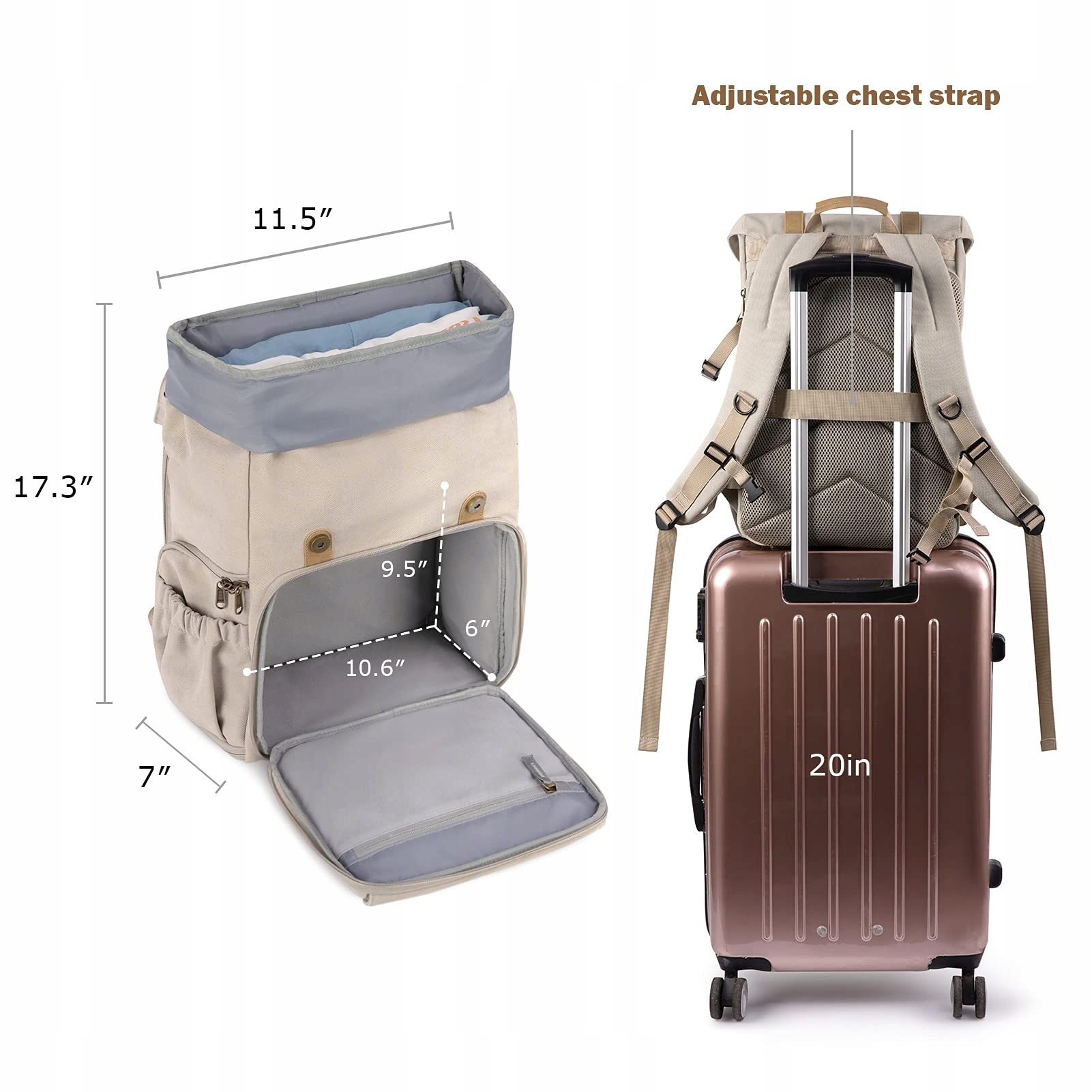 BAGSMART Plecak Na Aparat DSLR Canvas Wodoodporny Na Laptop 15 Cal Stativ — miniatura 6
