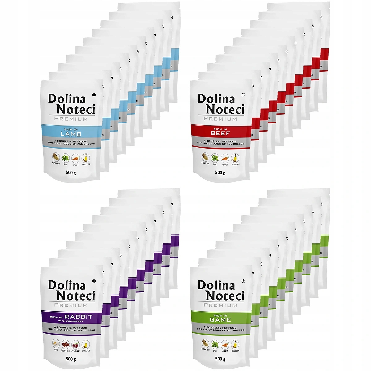 Levně Dolina Noteci Premium Vlhké krmivo pro psy s mix chutí hovězího masa 40 x 500 g