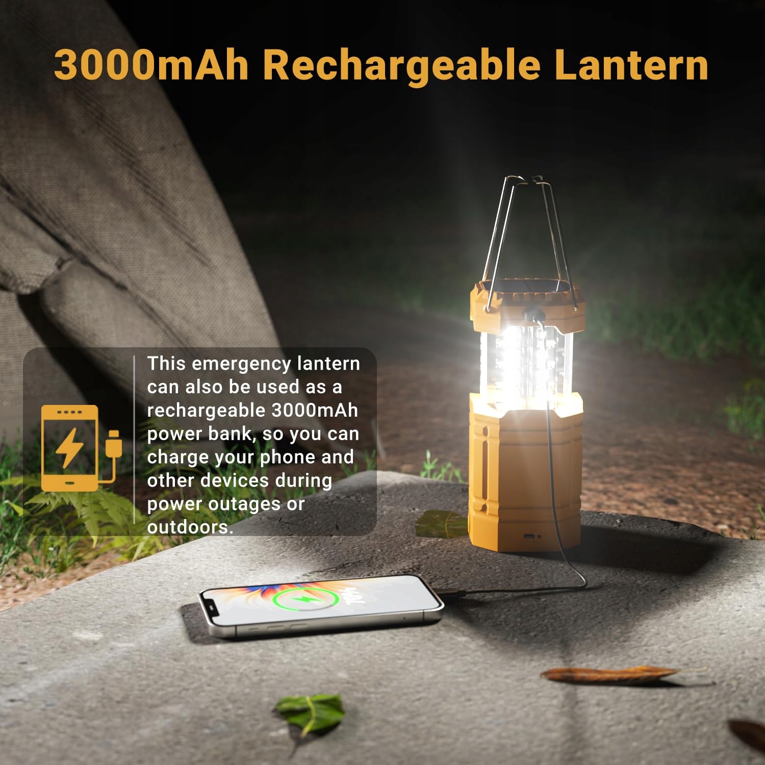 LED SOLARNA LAMPA KEMPINGOWA WODOODPORNA LATARNIA Z AKUMULATOREM 3000MAH — miniatura 5