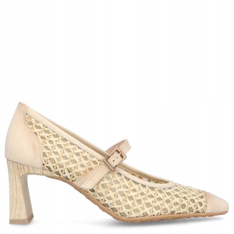 Pletené lodičky na podpatku Hispanitas RHV264609 Krémové 40