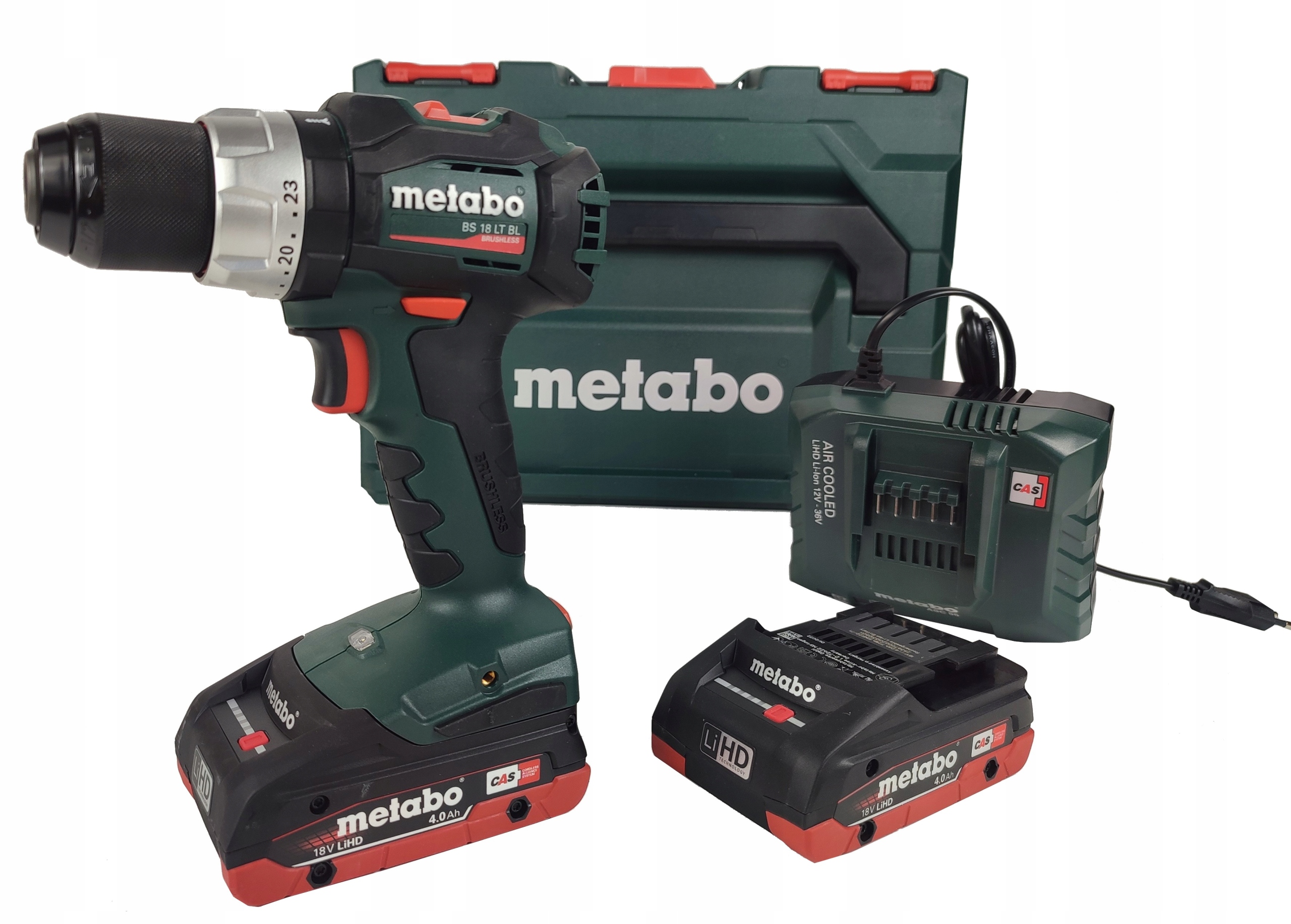 Metabo Bs 18 Lt Bl wiertarko-wkrętarka 2 akumulatory 4,0Ah 18V ładowarka