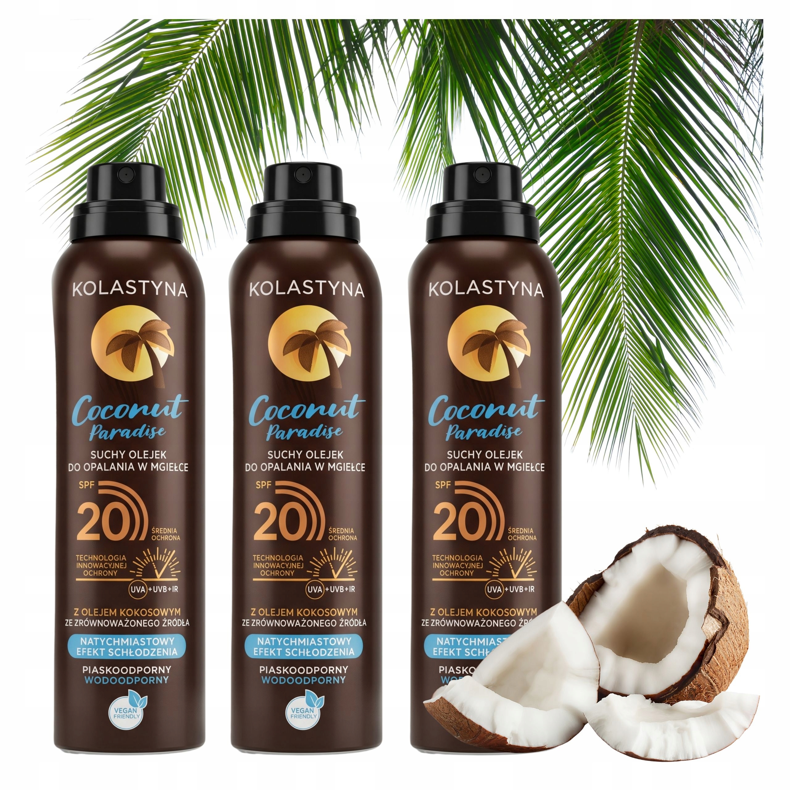 Kolastyna suchý olej na opalování SPF20 sprej kokosová mlha 150 Ml x 3
