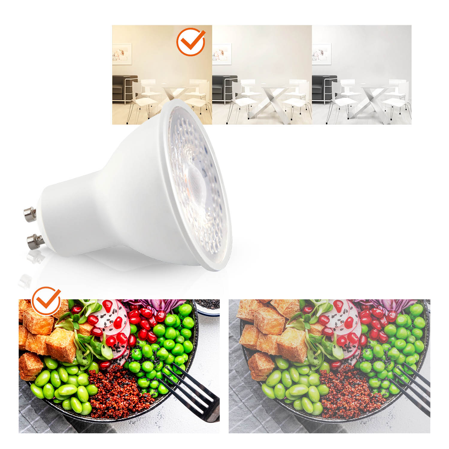 Zestaw oprawa halogenowa LUMO11 chrom + LED GU10 5W ciepłobiała PREMIUM Szerokość produktu 8.3 cm