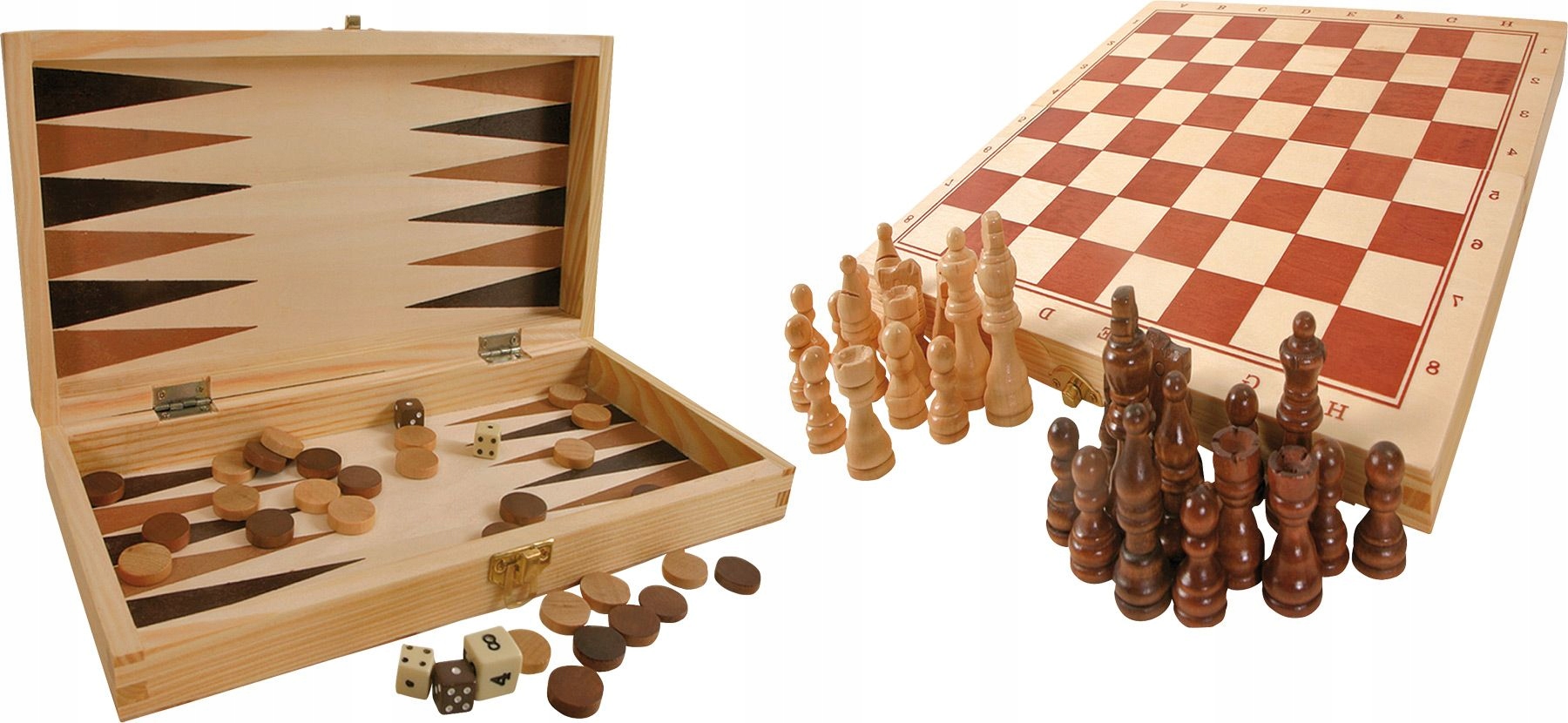 Zestaw Gier szachy warcaby backgammon drewniane